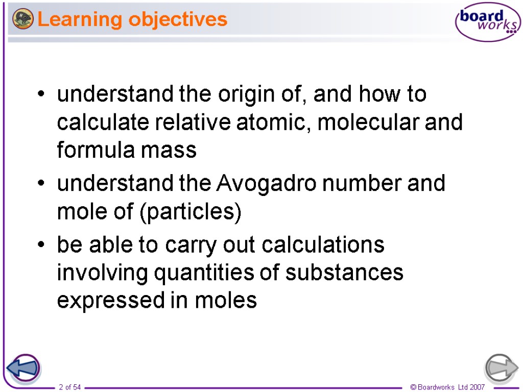 Learning objectives understand the origin of, and how to calculate relative atomic, molecular and